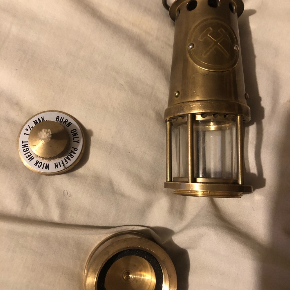 Vintage Brass Coal Miner Oil Lamp - Picture 2 of 2